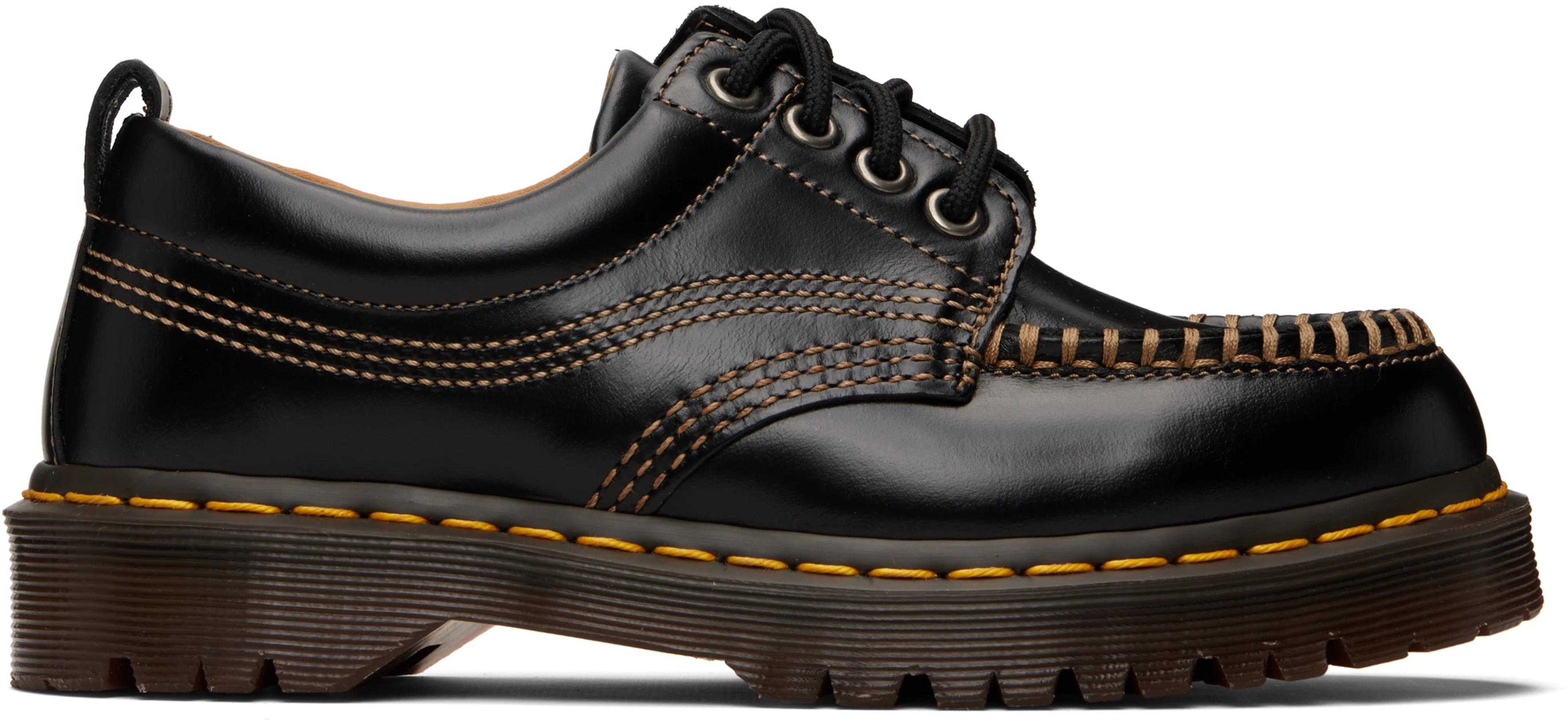 Black Lowell Leather Moc Toe Derbys by DR. MARTENS