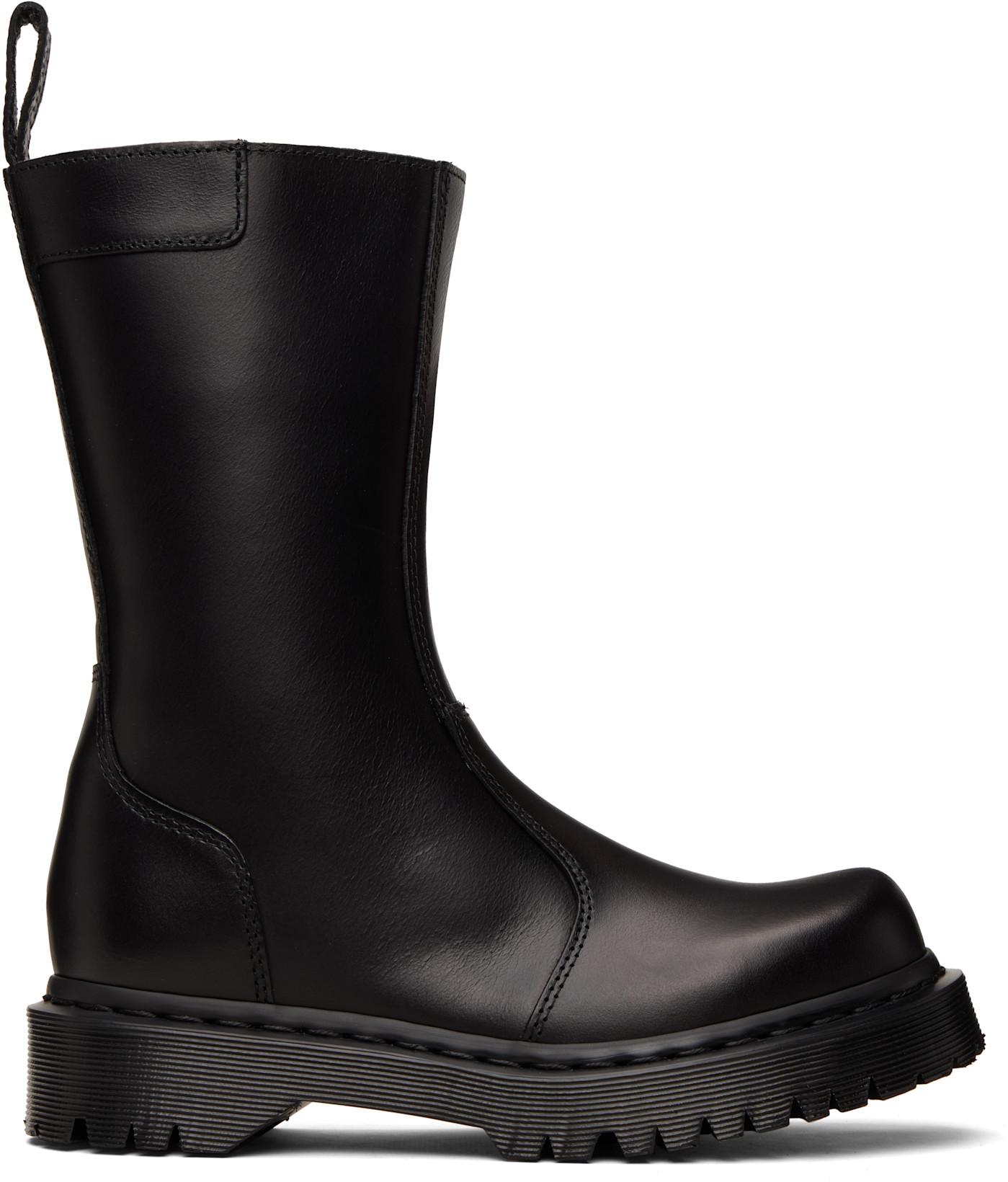 Black Rejena Old Harness Leather Boots by DR. MARTENS