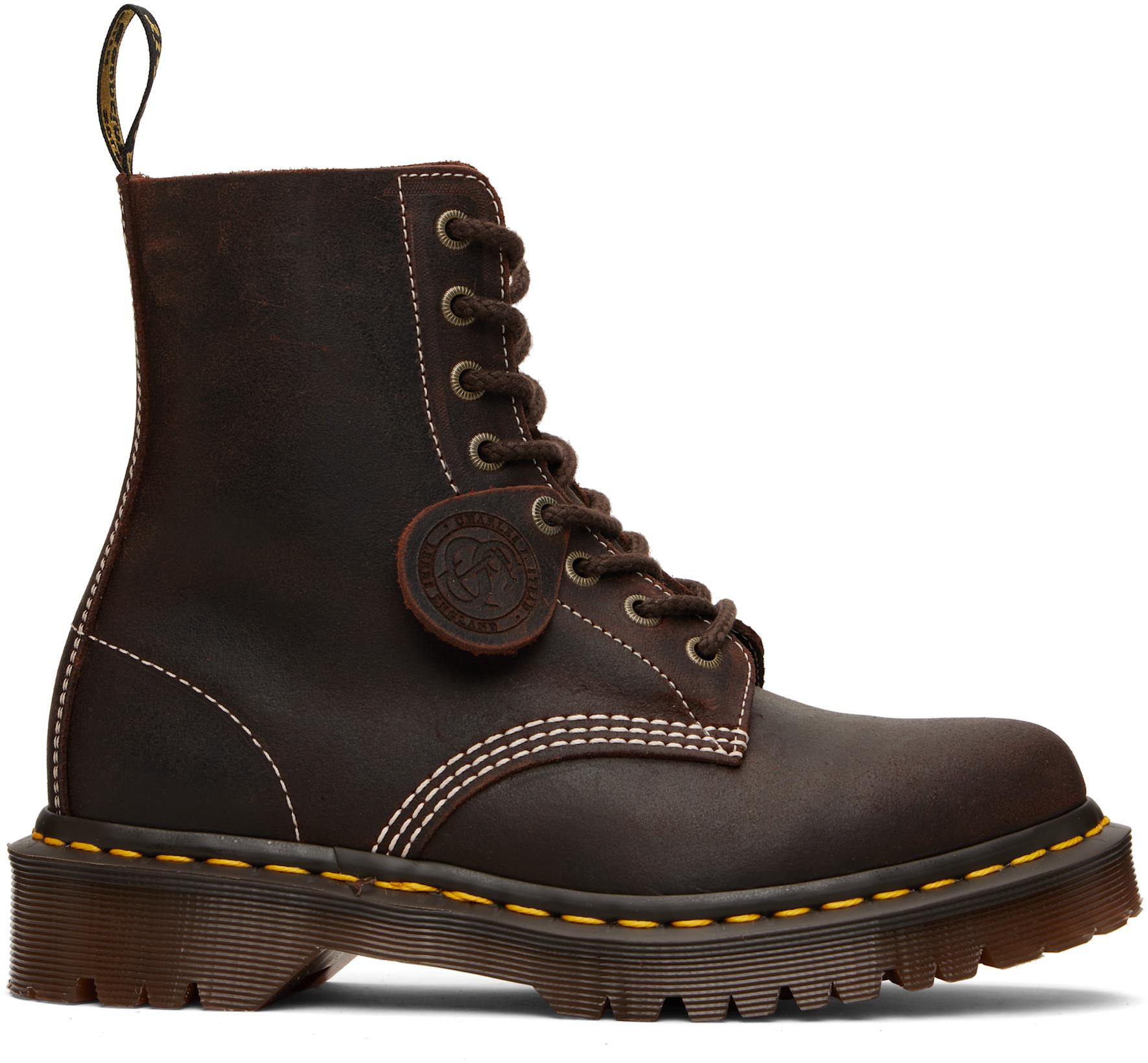 Brown 1460 'Made In England' Wax Commander Boots by DR. MARTENS