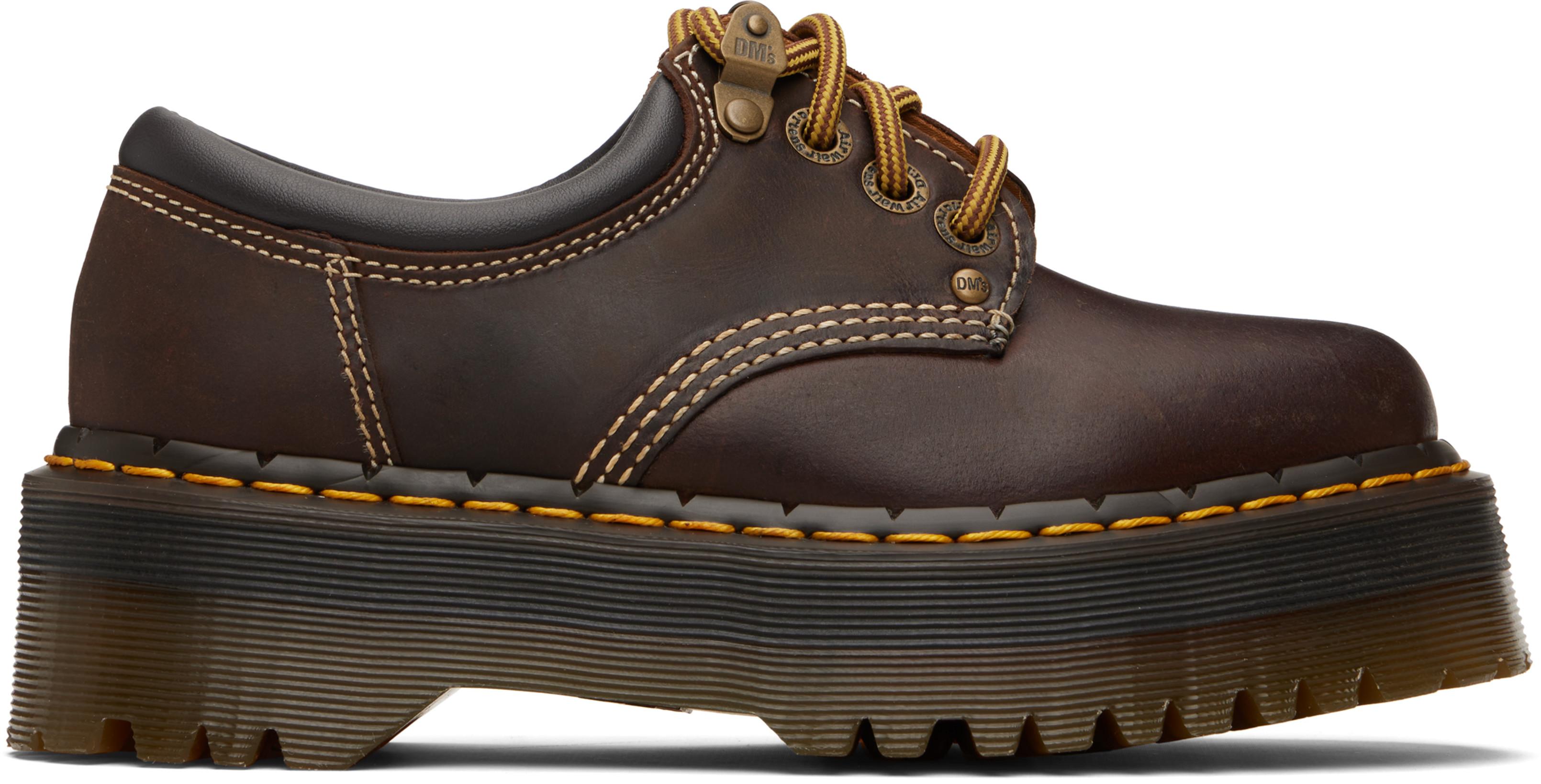Brown 8053 Arc Leather Platform Casual Derbys by DR. MARTENS