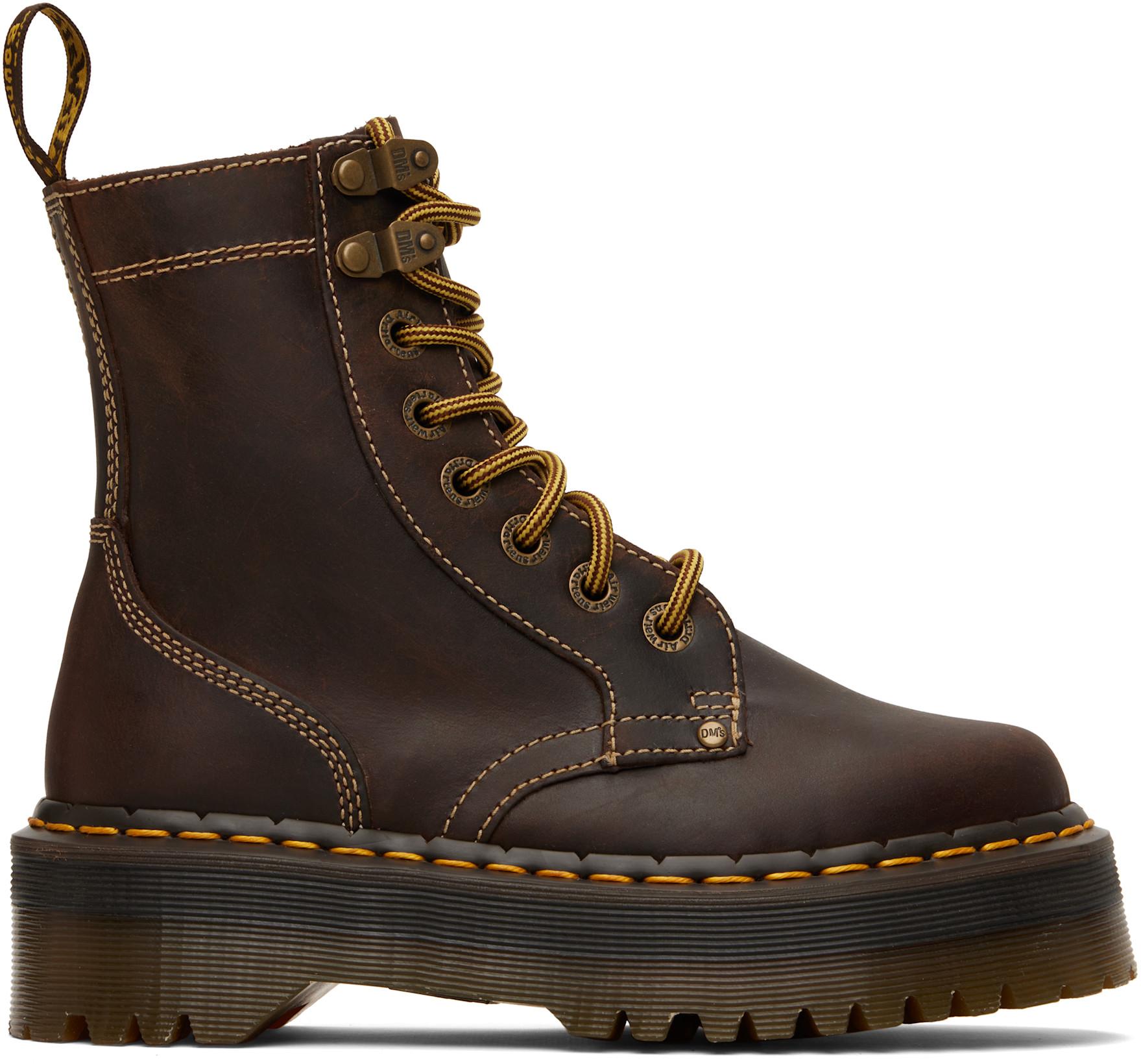 Brown Jadon Arc Platform Boots by DR. MARTENS