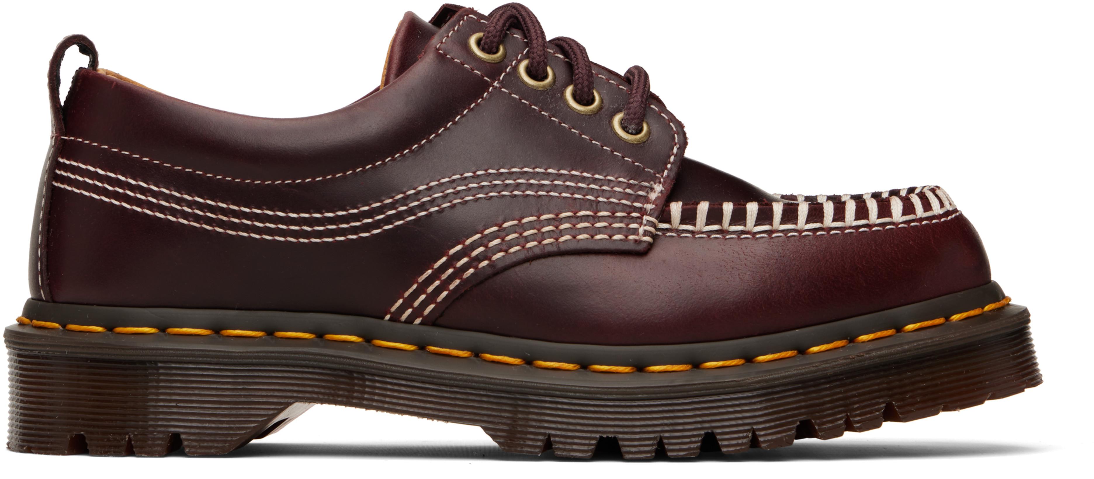 Burgundy Lowell Leather Moc Toe Derbys by DR. MARTENS