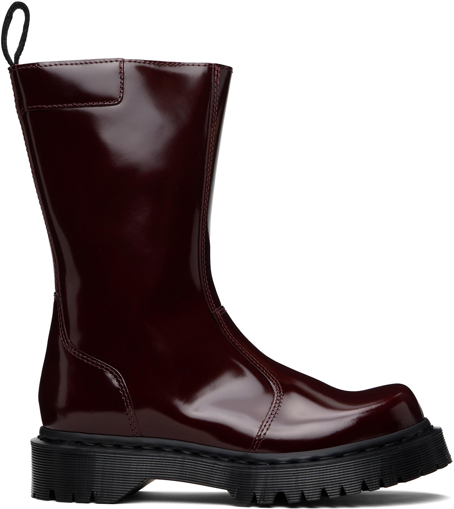 Burgundy Rejena Laquered Leather Boots by DR. MARTENS