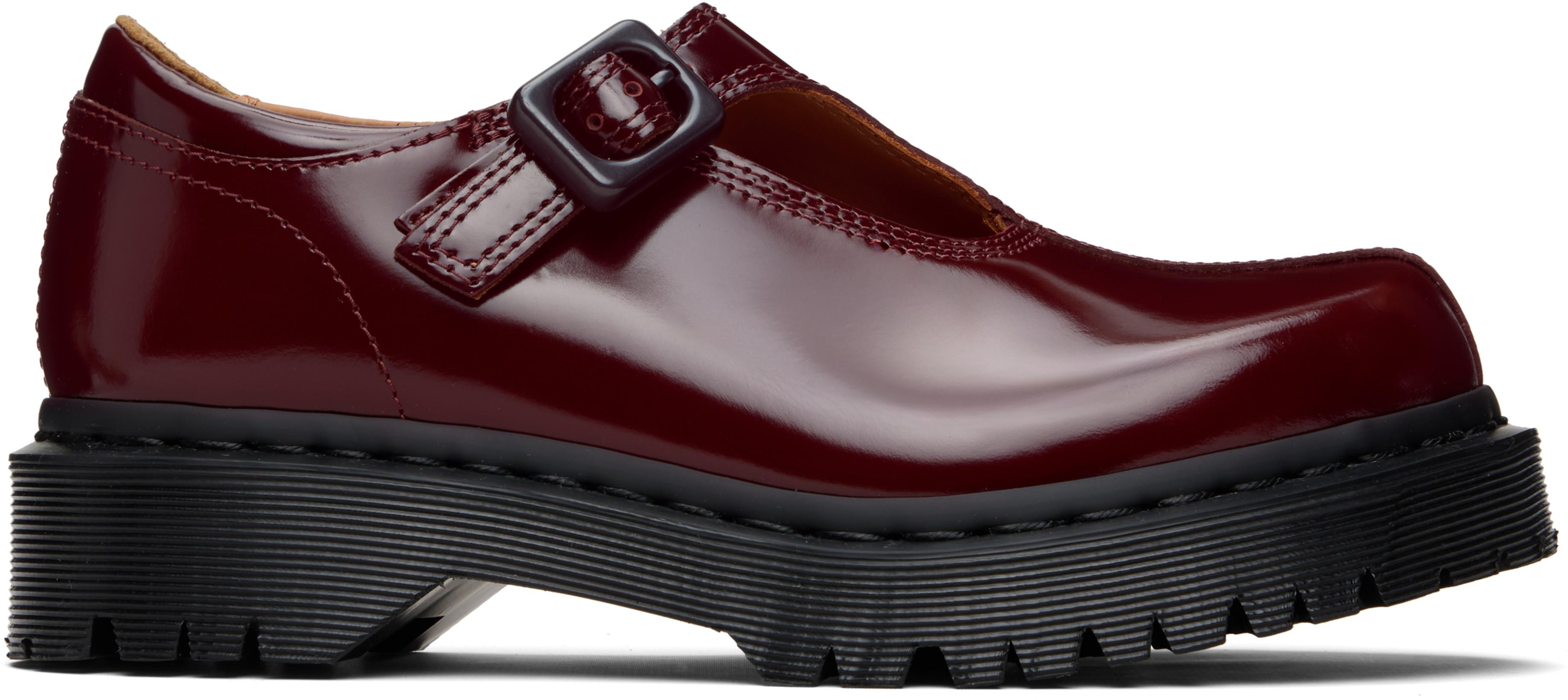 Burgundy Rejena Mary Jane Laquered Leather Loafers by DR. MARTENS