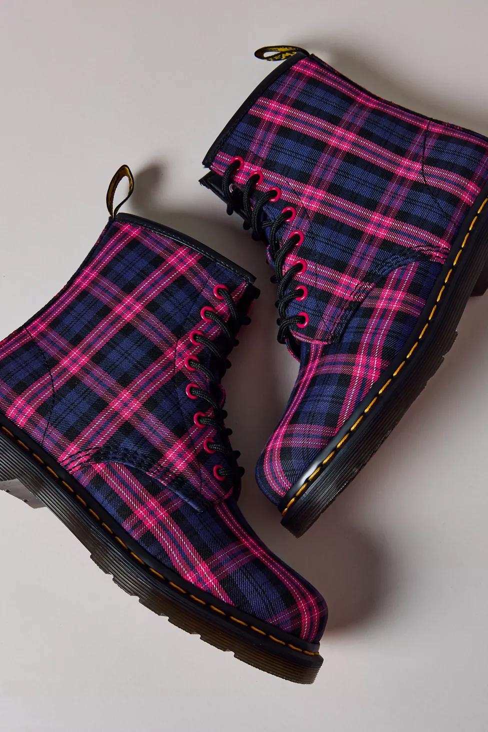 Dr. Martens Women's 1460 Pink Tartan Plaid Boots by DR. MARTENS