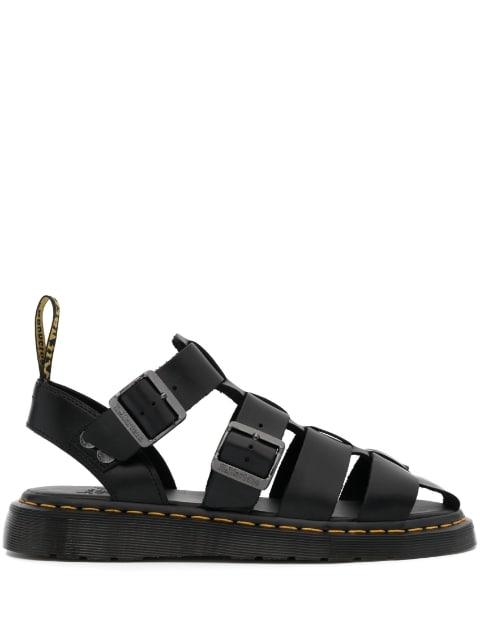 caged-design leather sandals by DR. MARTENS