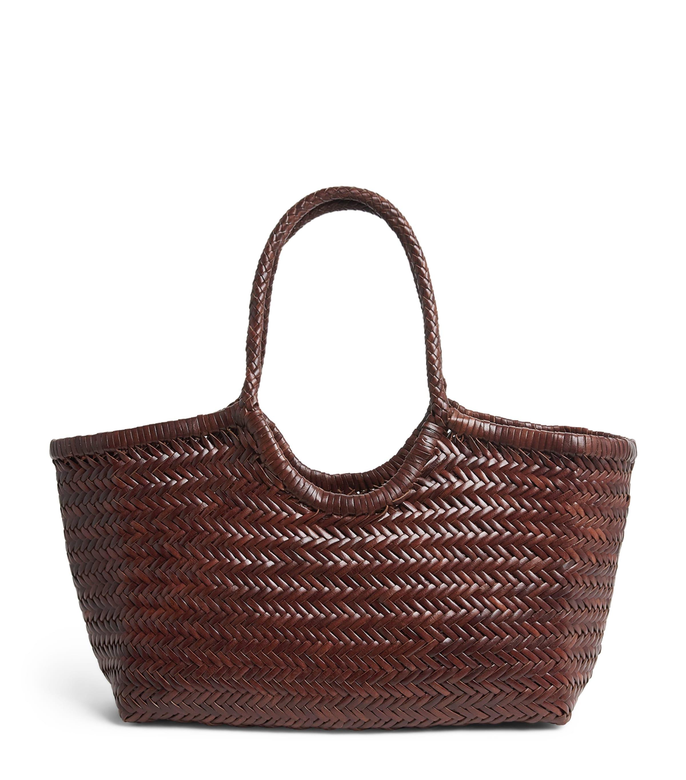 DRAGON DIFFUSION Large Leather Woven Nantucket Tote Bag by DRAGON DIFFUSION