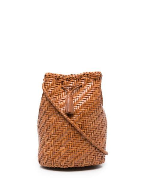Pompom Double Jump woven bucket bag by DRAGON DIFFUSION