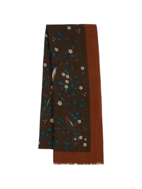 Birds of Paradise print wool scarf by DRAKE'S