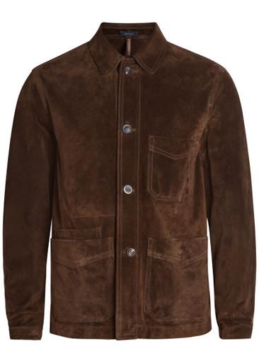 Chore patch pocket suede overshirt by DRAKE'S