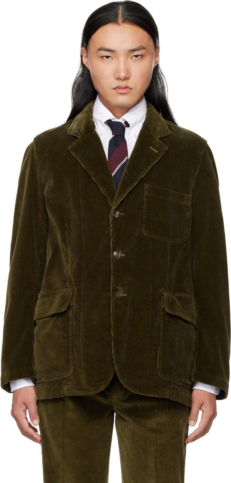 Khaki Cotton Corduroy Games Mk. I Blazer by DRAKE'S