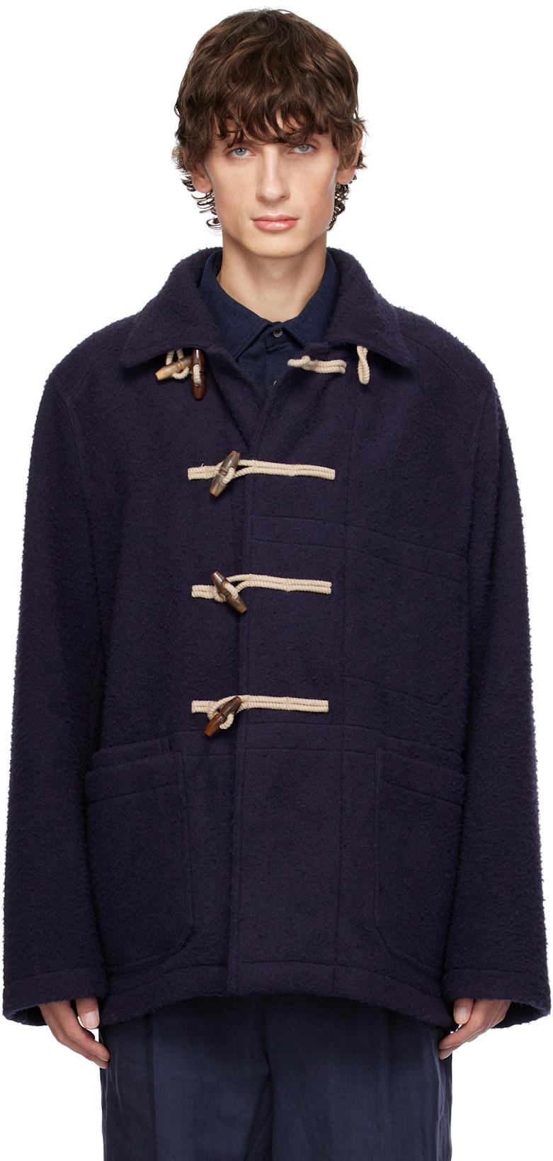 Navy Casentino Wool Short Duffle Jacket by DRAKE'S