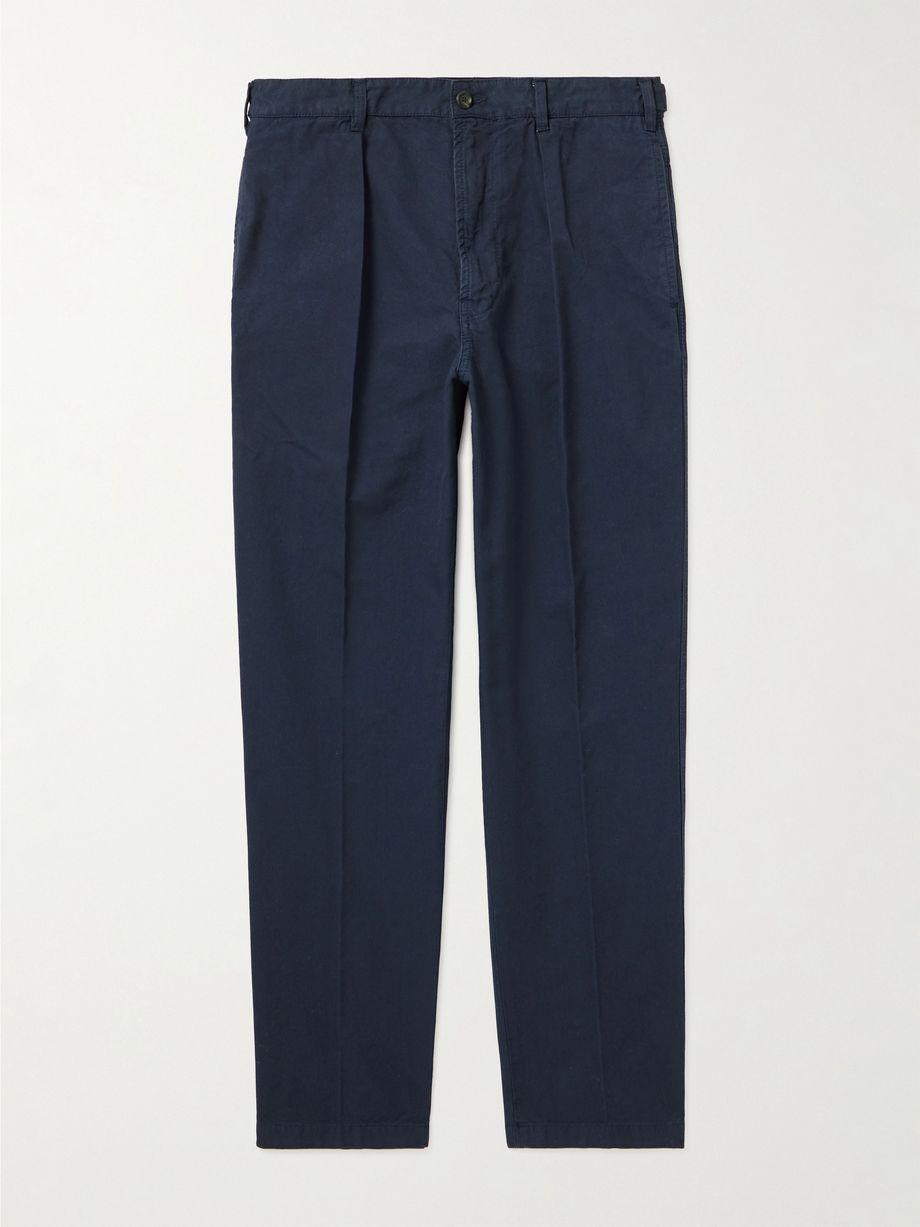 Tapered Pleated Cotton-Canvas Chinos by DRAKE'S