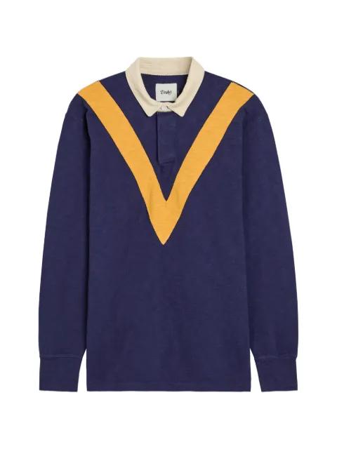 chevron-pattern long-sleeves polo shirt by DRAKE'S