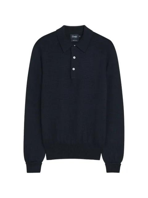 knitted raglan-sleeve polo shirt by DRAKE'S