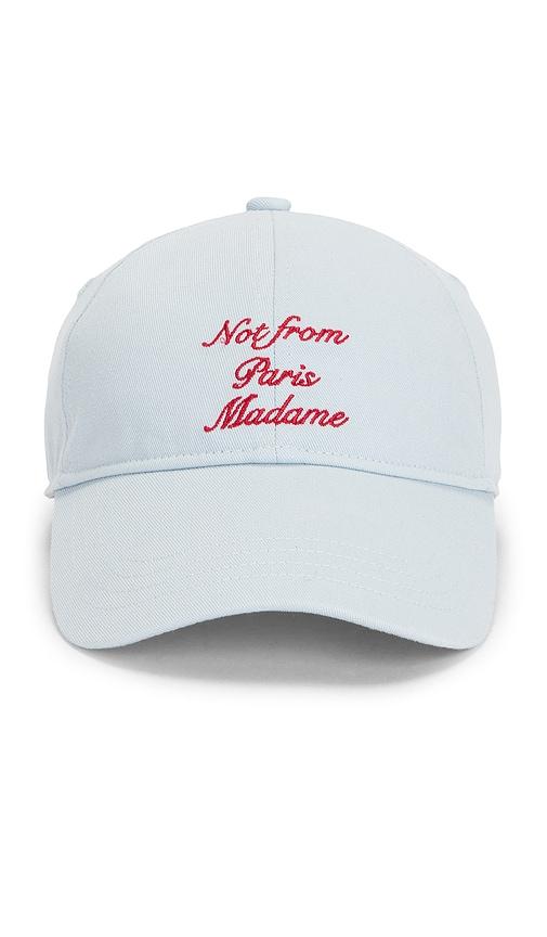 DrÃ´le De Monsieur Casquette Slogan Calligraphy in Baby Blue by DRA'LE DE MONSIEUR
