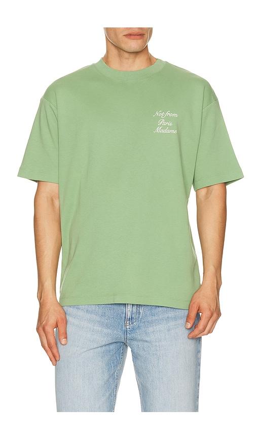 DrÃ´le De Monsieur Le T-Shirt Slogan Calligraphy in Green by DRA'LE DE MONSIEUR