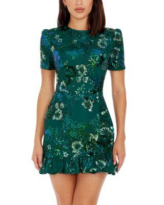 Brittany Floral Sequin Mini Dress by DRESS THE POPULATION