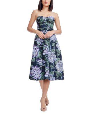 Carlita Floral Strapless Dress by DRESS THE POPULATION