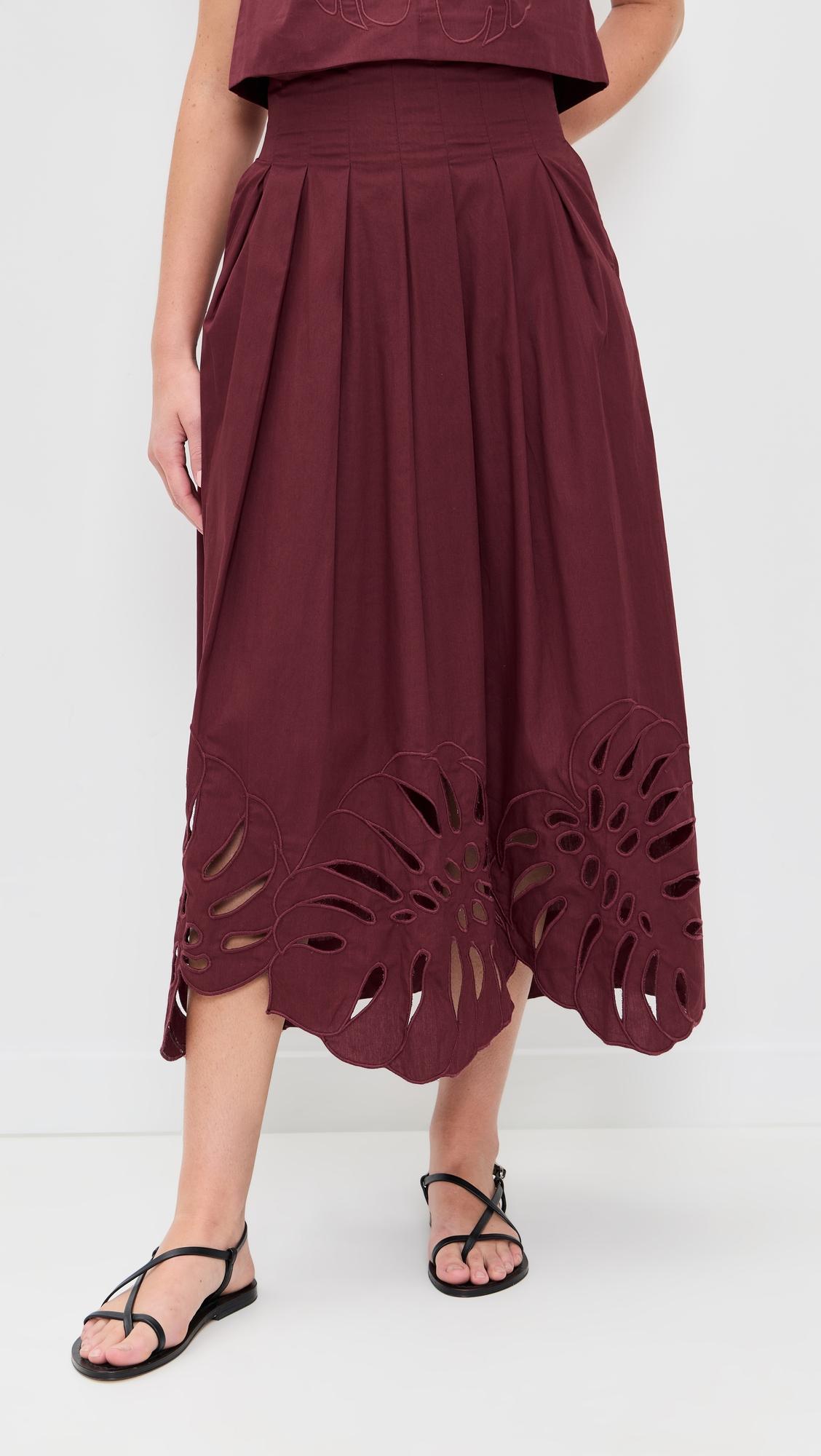 Foliage Embroidery Cotton Skirt by DRESS TO