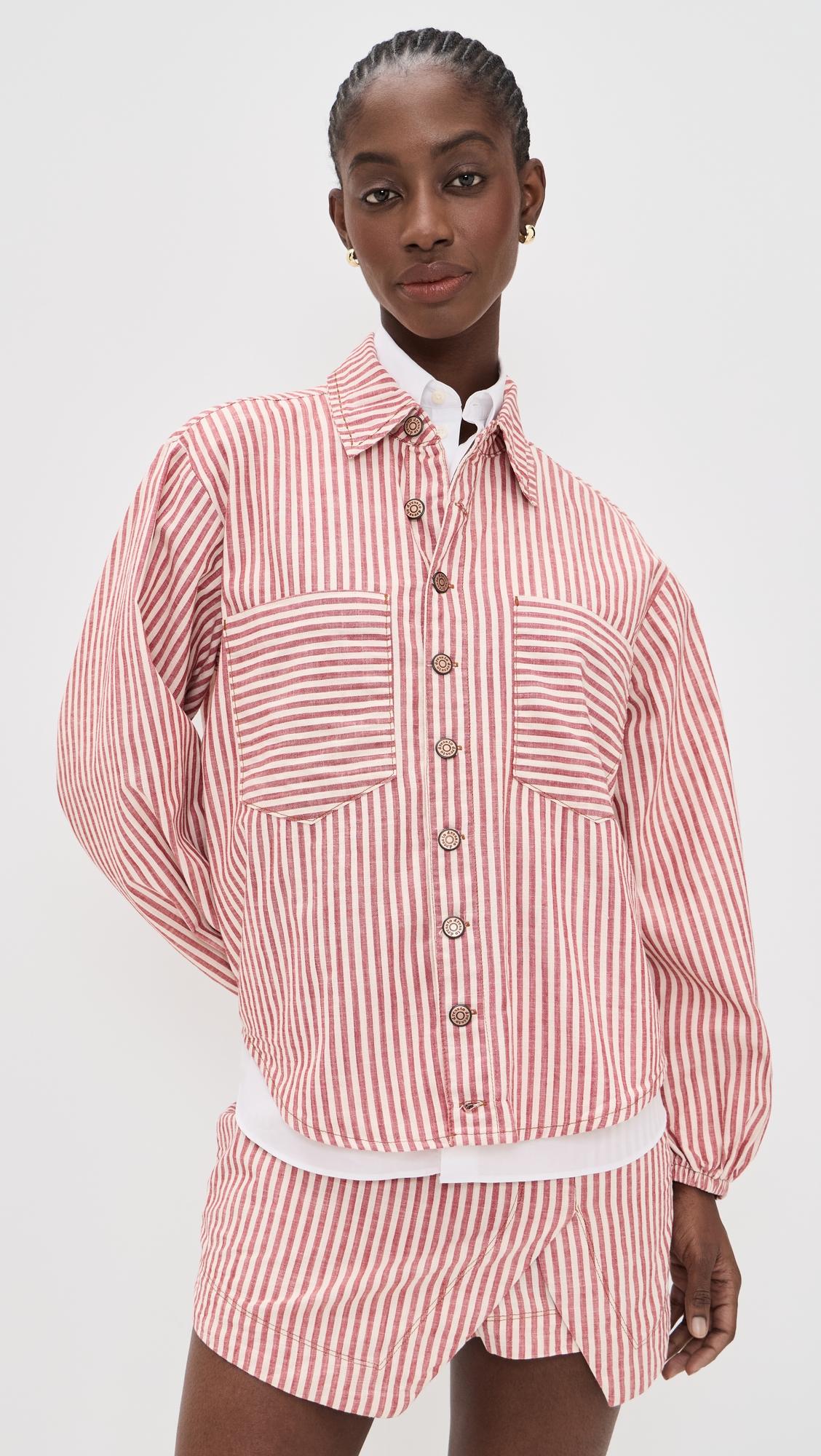 Striped Twill Shacket by DRESS TO