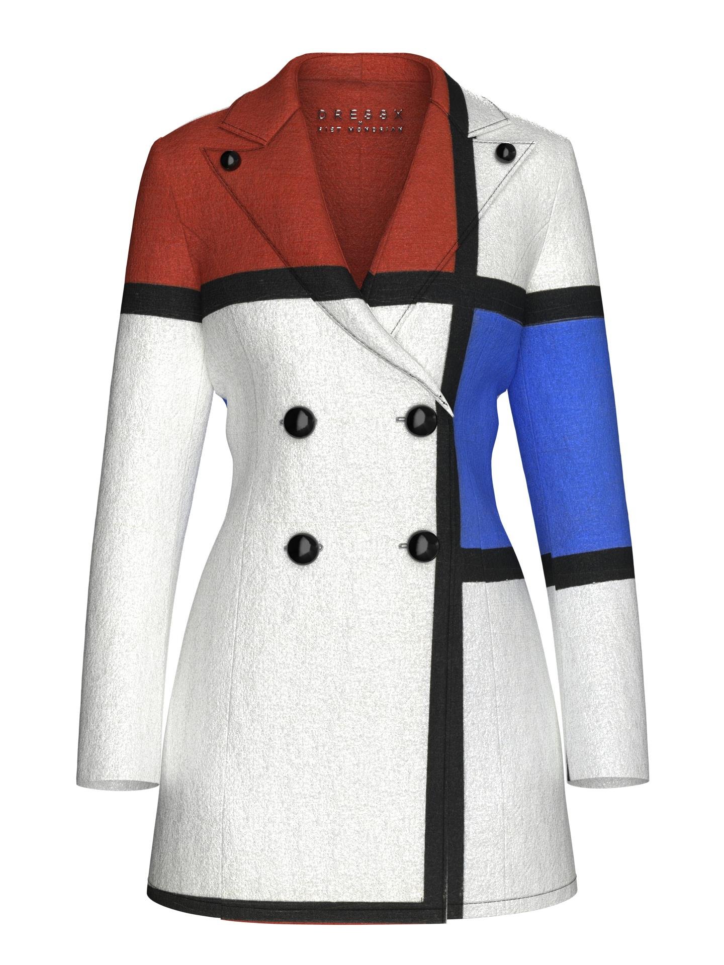 Blazer Dress- Composition No. II with Red and Blue by DRESSX