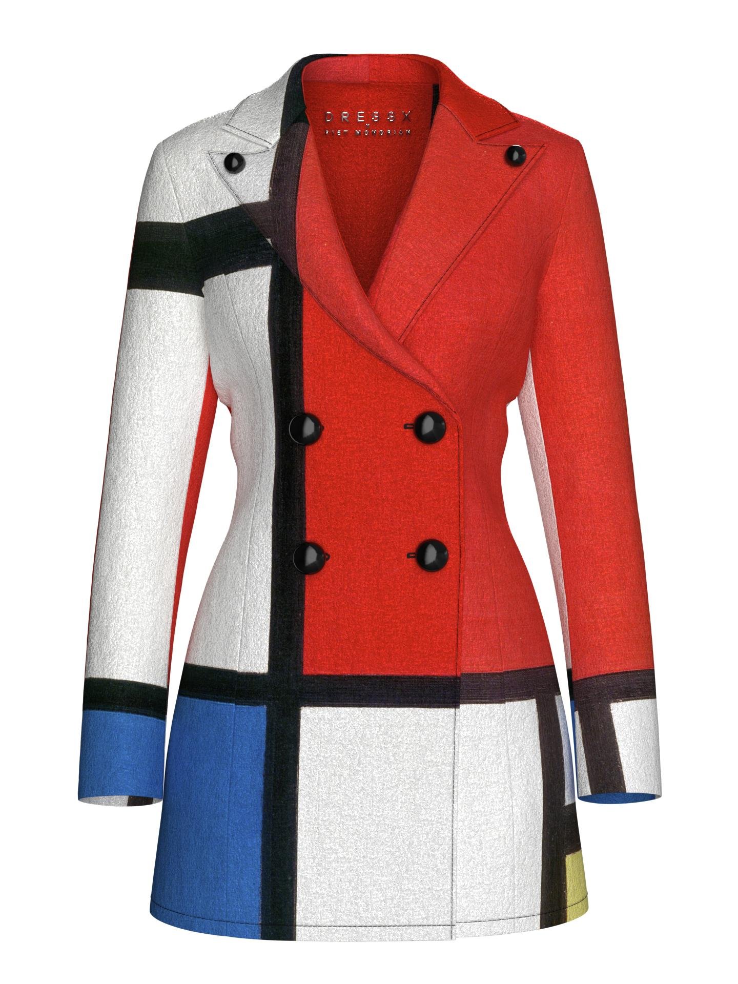 Blazer Dress-Composition with Red,Blue and Yellow by DRESSX