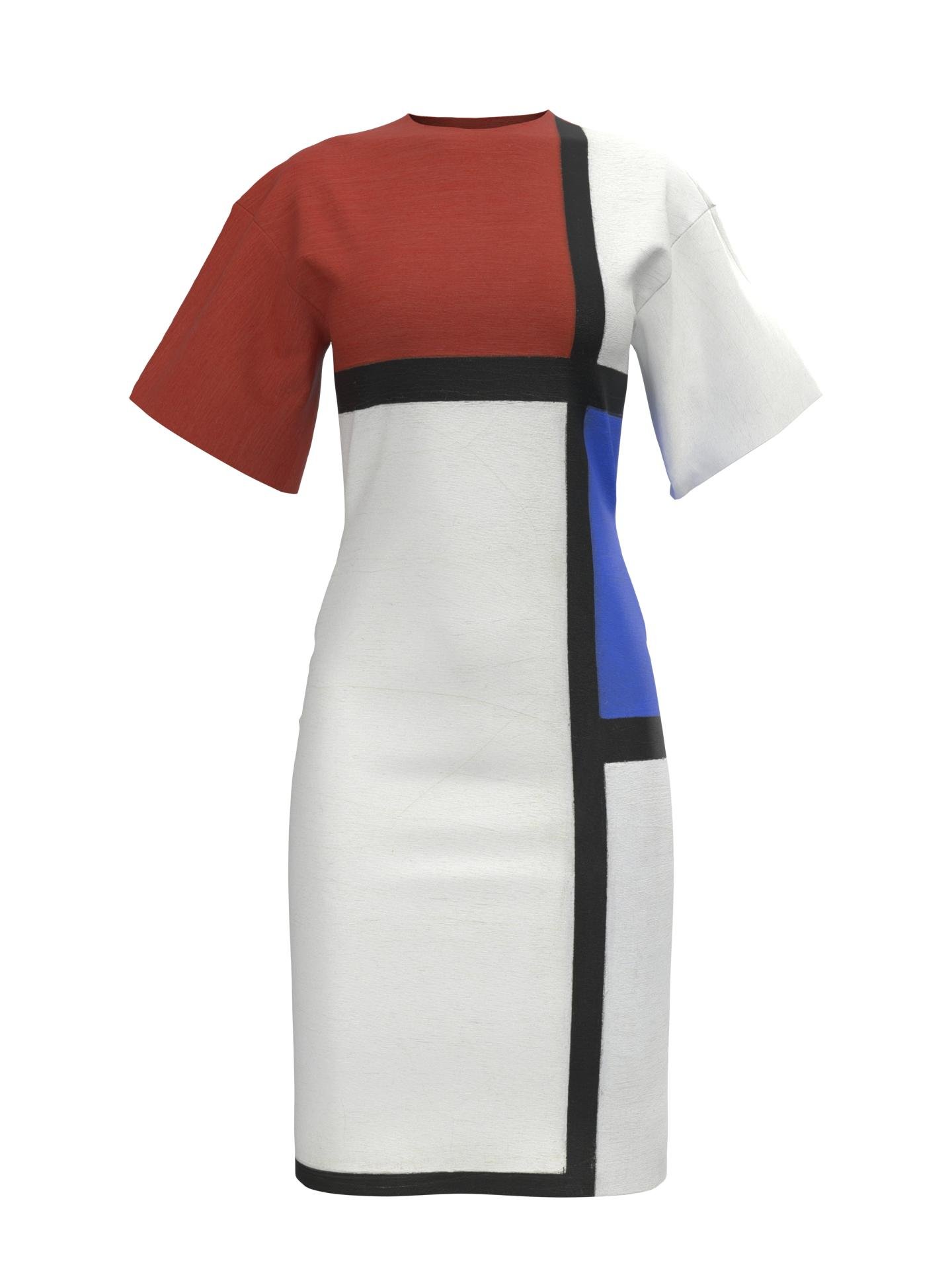 Dress-Composition No. II with Red and Blue by DRESSX