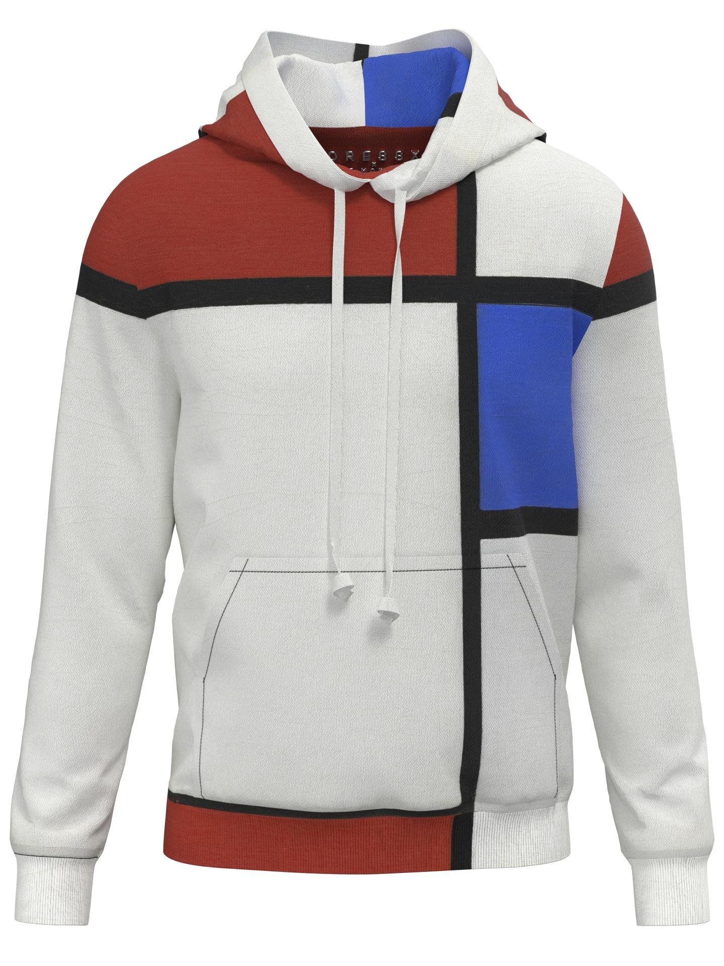 Hoodie-Composition No. II with Red and Blue by DRESSX