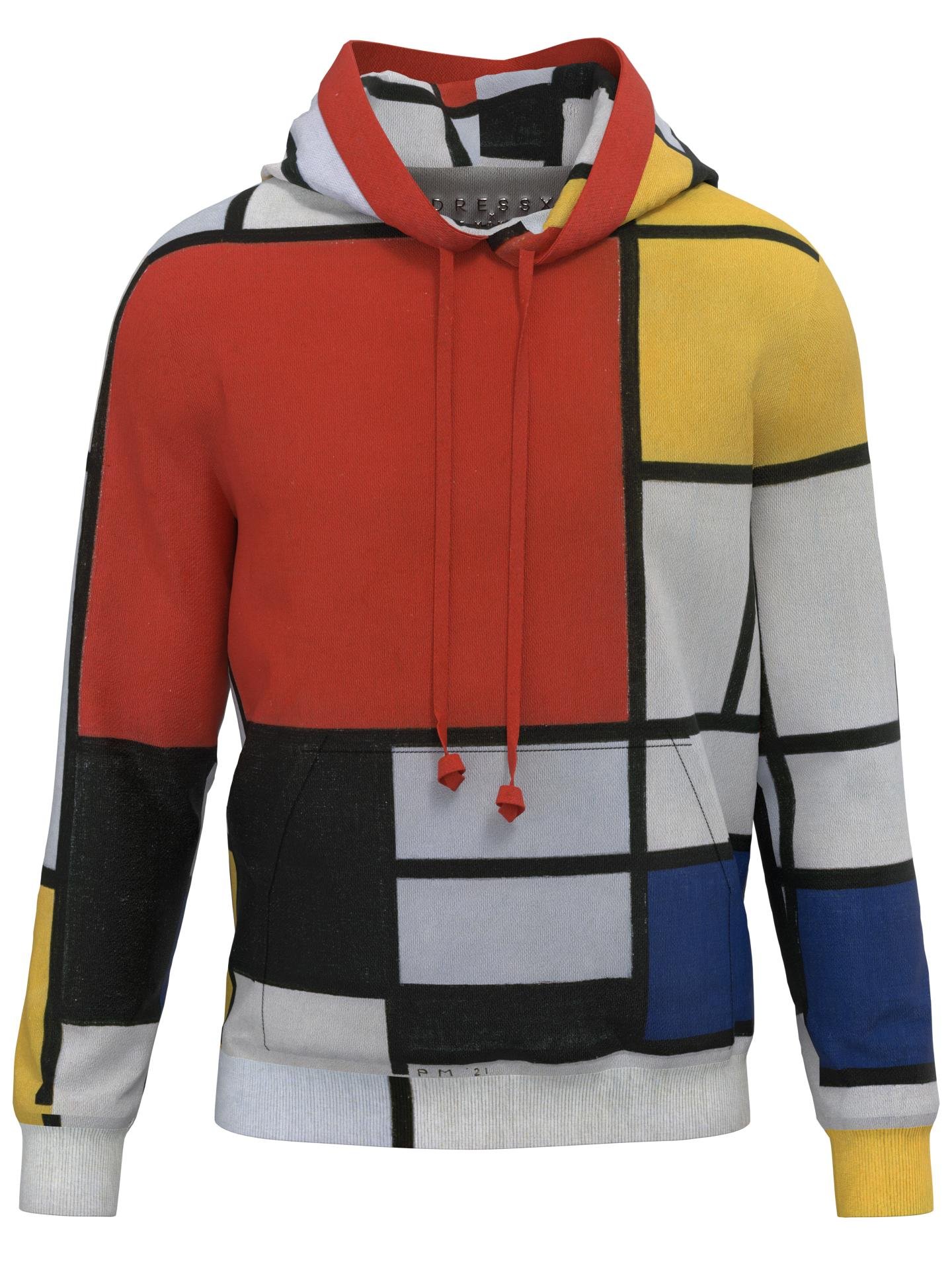 Hoodie-Composition with Red, Yellow, Blue and Black by DRESSX