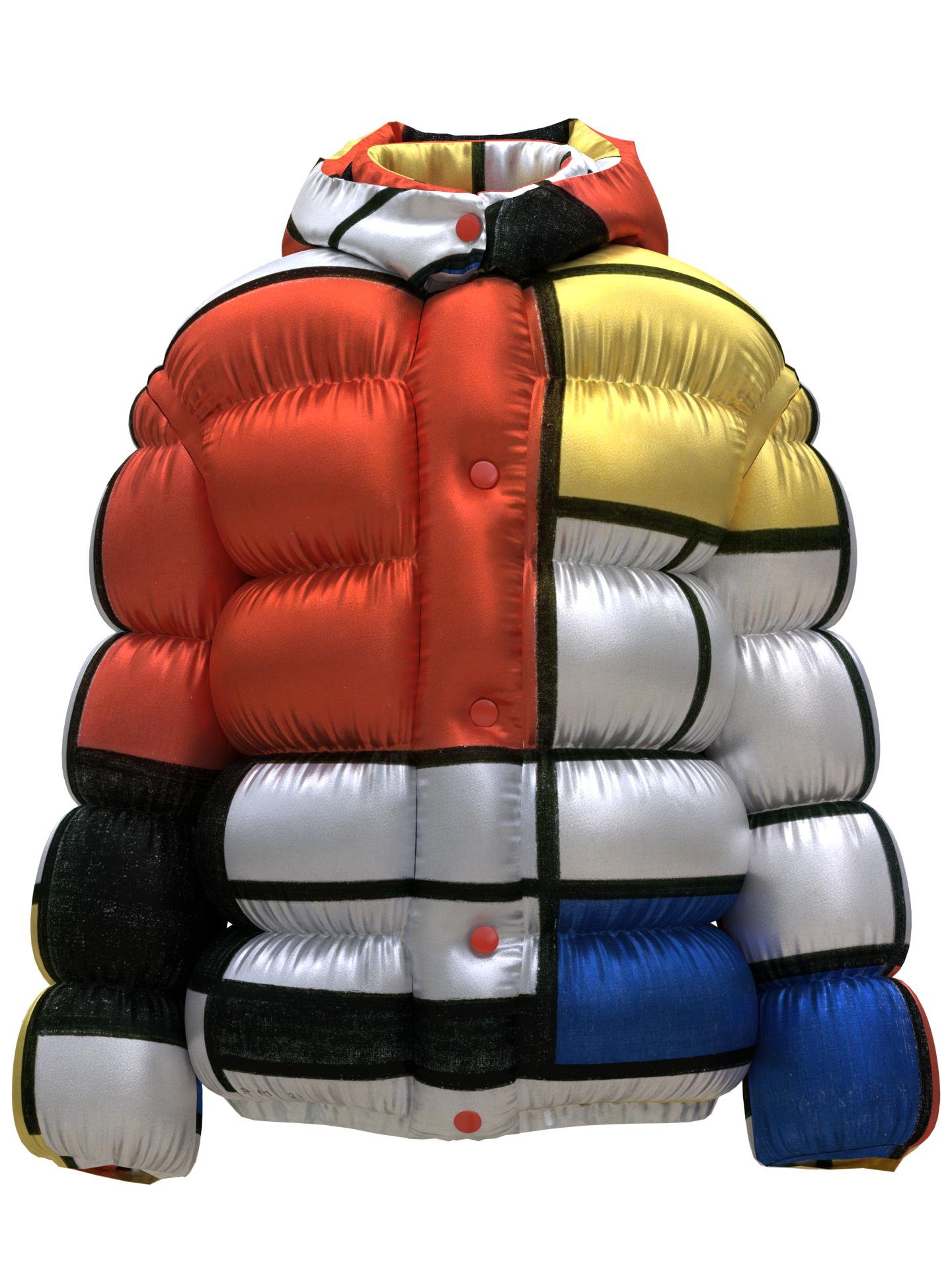 Puffer-Composition with Red, Yellow, Blue and Black by DRESSX