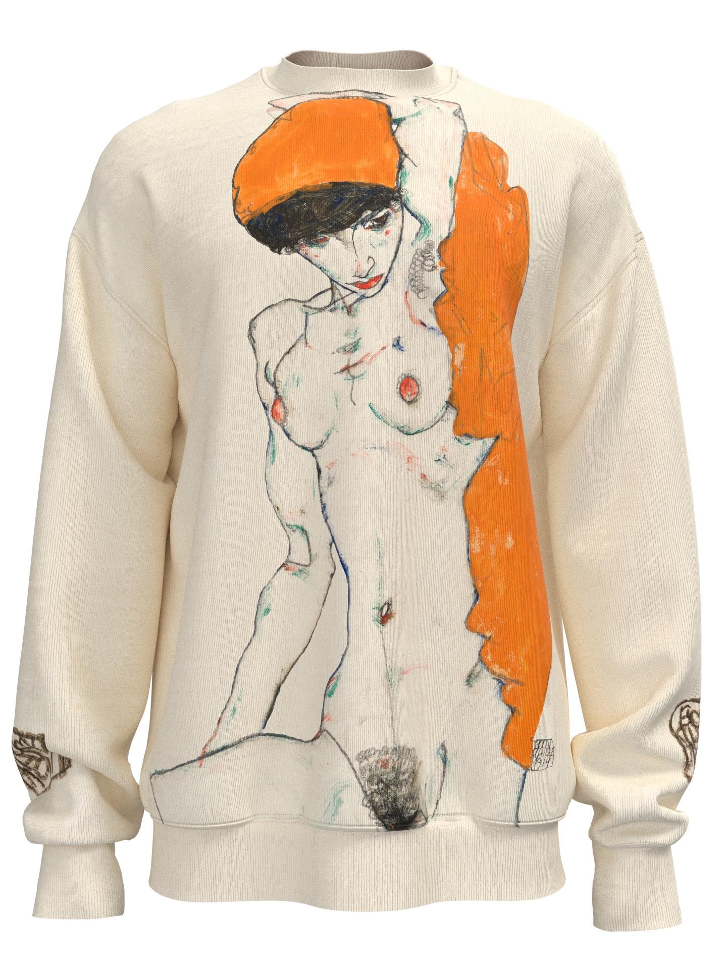 Sweatshirt - Standing Nude with Orange Drapery by DRESSX