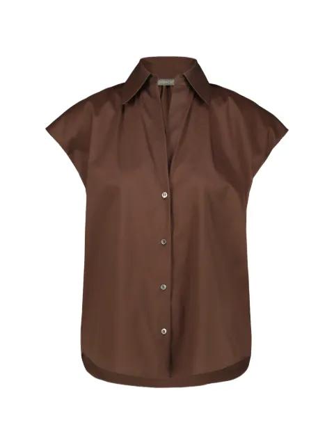 V-neck cap-sleeved shirt by DRHOPE