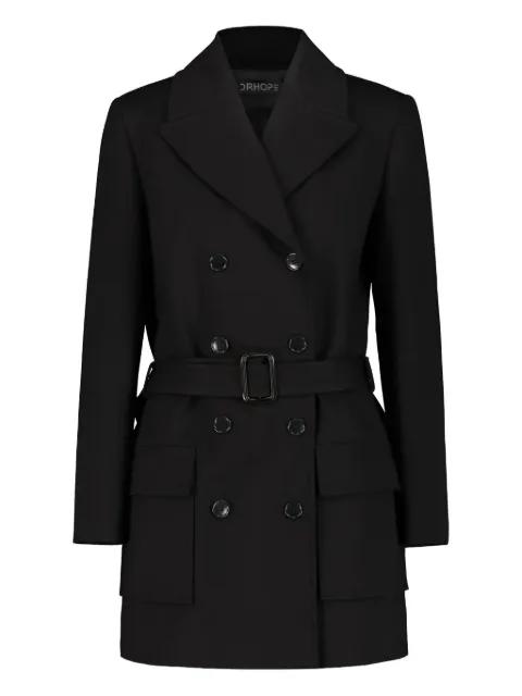 belted double-breasted coat by DRHOPE