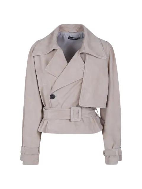 belted suede jacket by DRHOPE