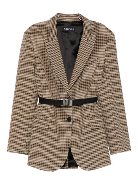 check belted blazer by DRHOPE