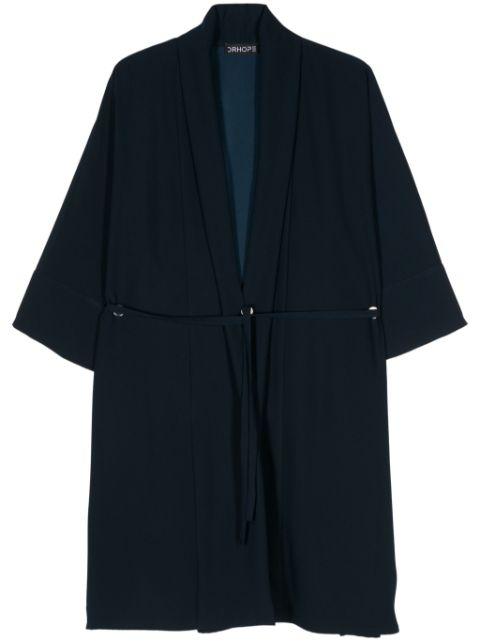 crepe belted coat by DRHOPE