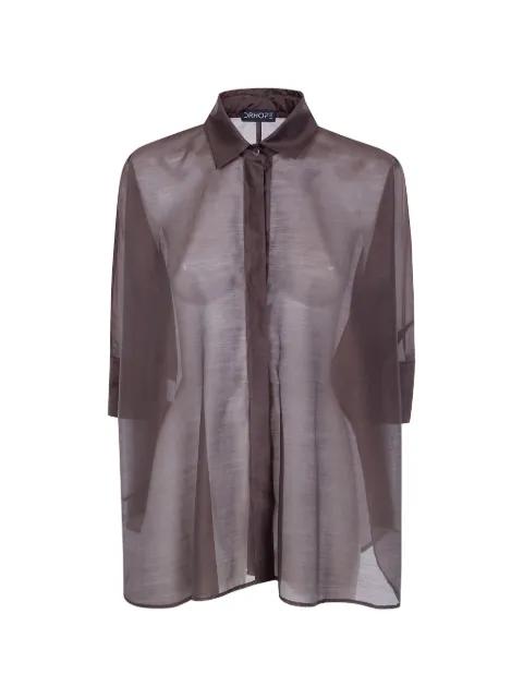 sheer button-up shirt by DRHOPE