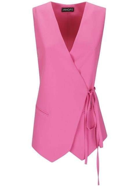 sleeveless tie-front vest by DRHOPE