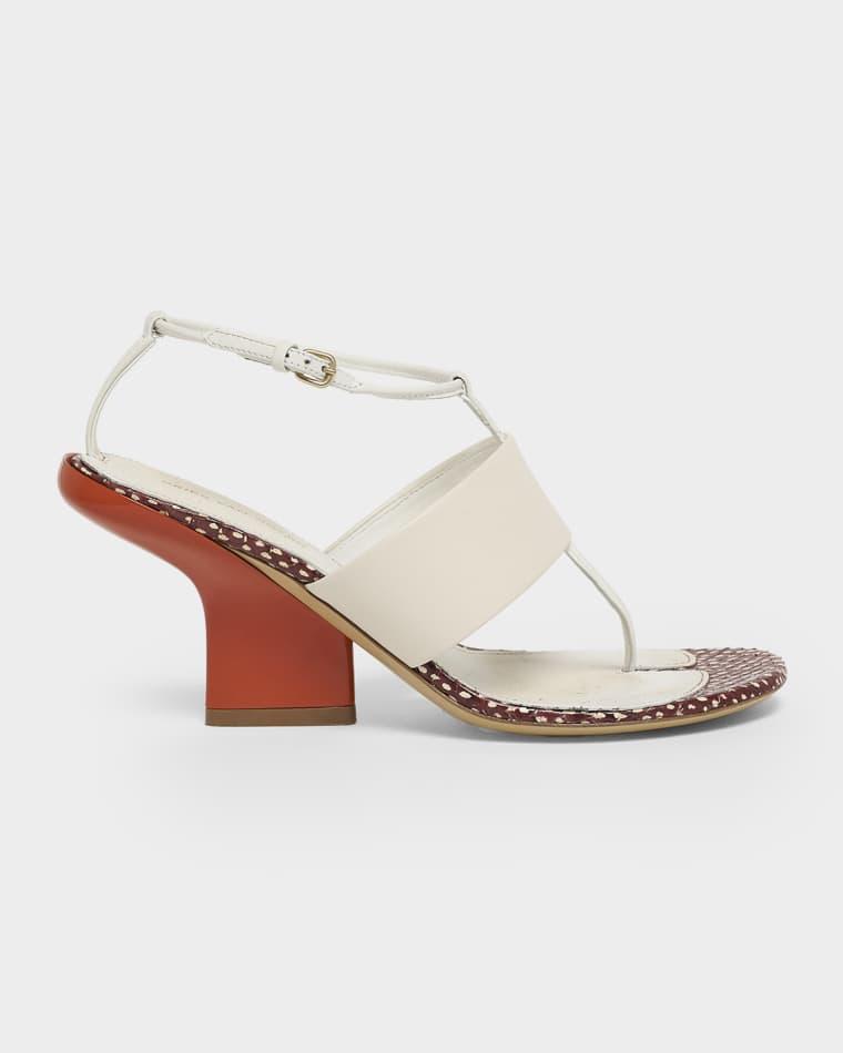 80mm Leather Curved Heel Thong Sandals by DRIES VAN NOTEN