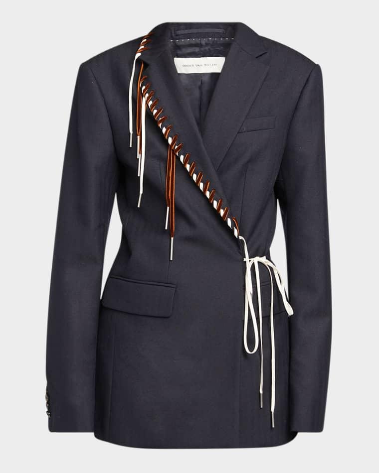 Baftan Laced Wrap Blazer Jacket by DRIES VAN NOTEN