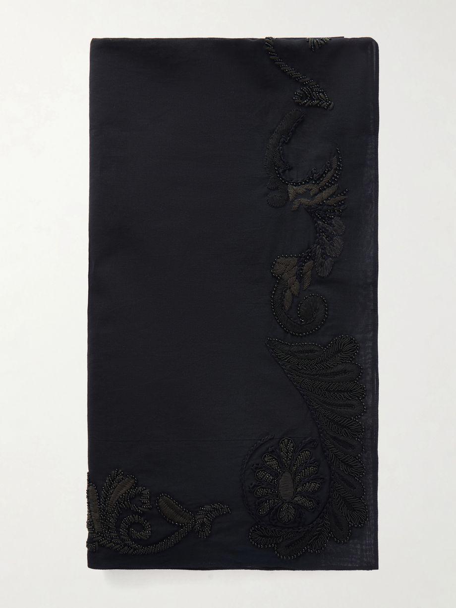 Bead-embellished embroidered cotton scarf by DRIES VAN NOTEN