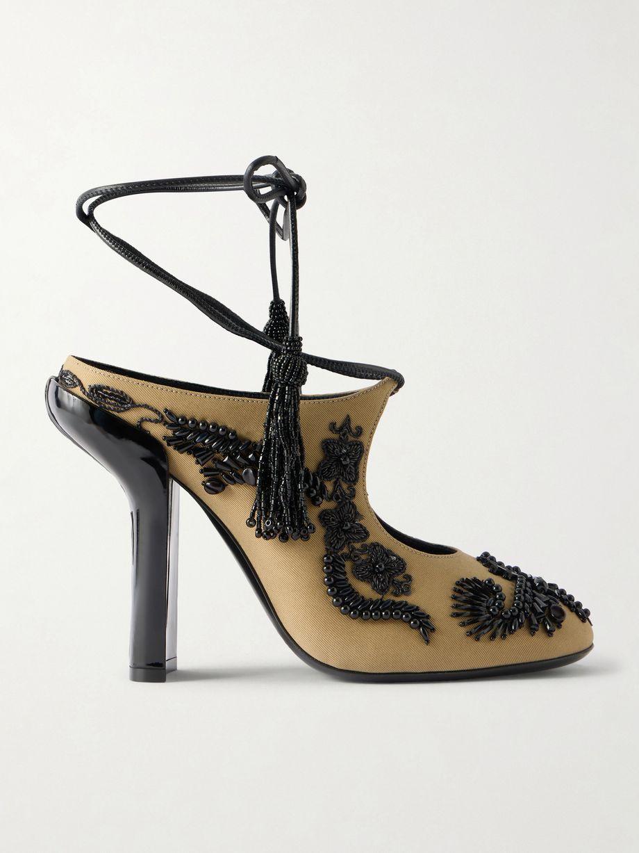 Bead-embellished twill pumps by DRIES VAN NOTEN