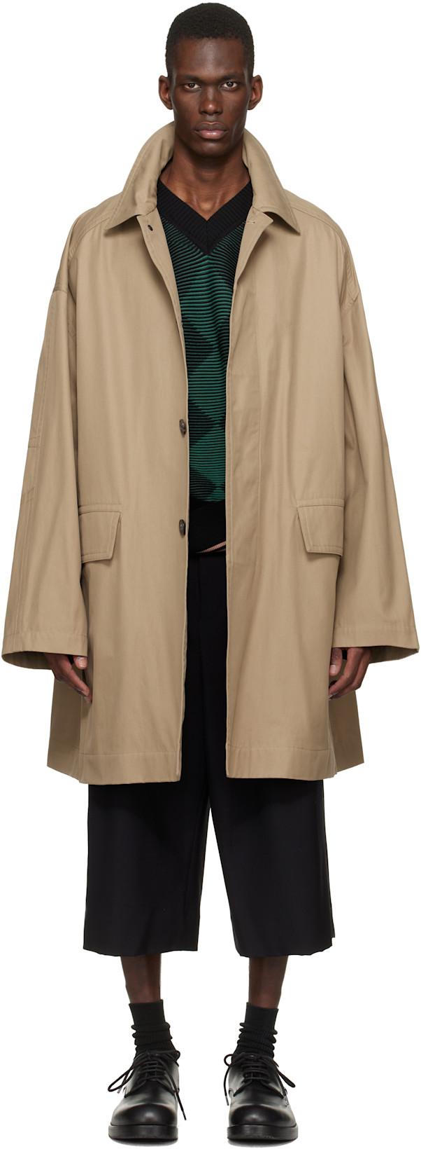 Beige Loose Cotton Mac Coat by DRIES VAN NOTEN