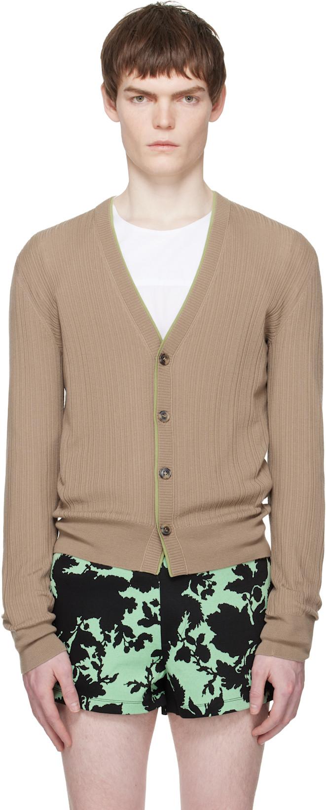 Beige Merino Wool Cardigan by DRIES VAN NOTEN