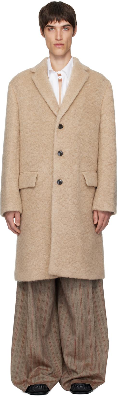 Beige Mohair Coat by DRIES VAN NOTEN