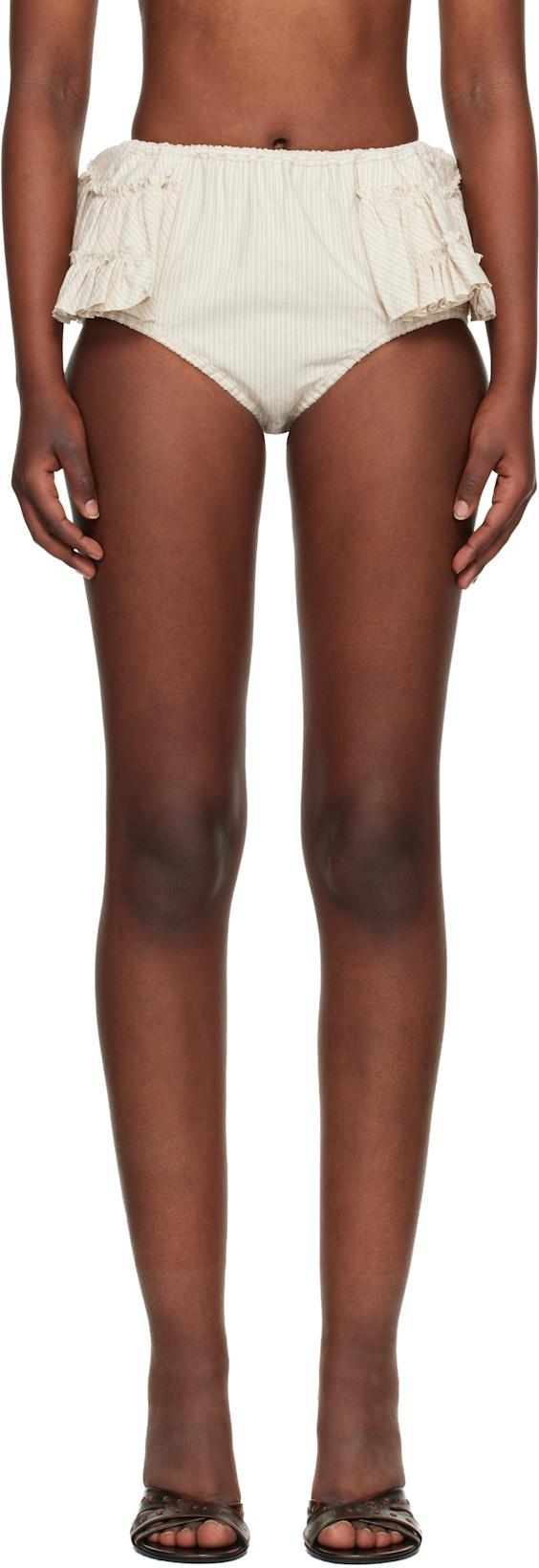 Beige Ruffled Briefs by DRIES VAN NOTEN