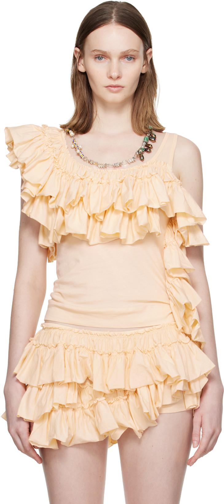 Beige Ruffled Top by DRIES VAN NOTEN