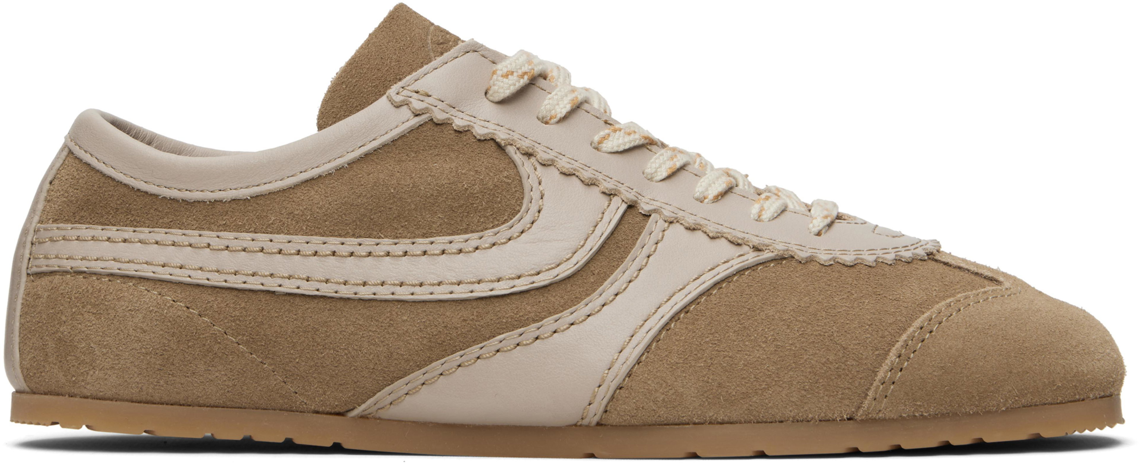 Beige Suede Sneakers by DRIES VAN NOTEN