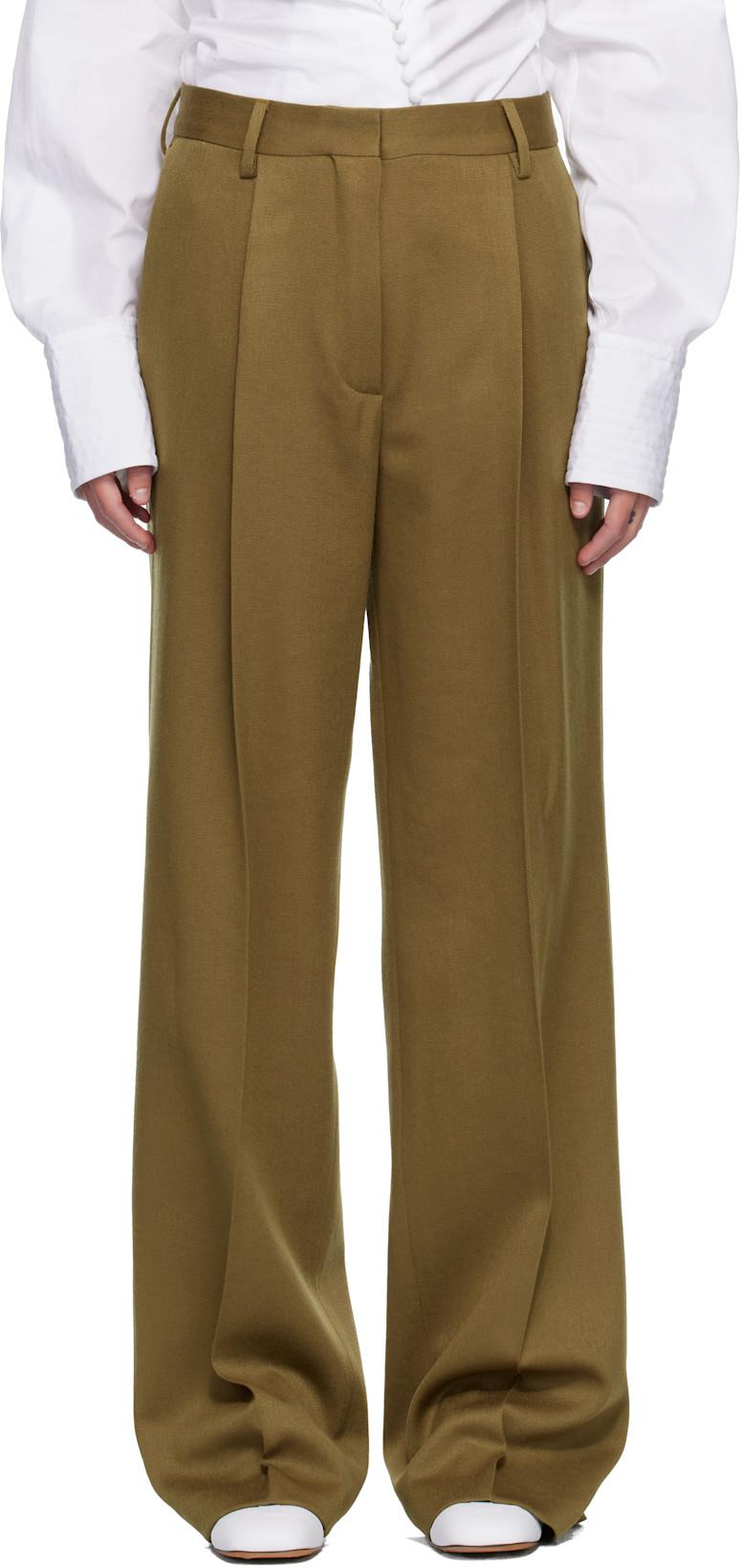Beige Tailored Wool Trousers by DRIES VAN NOTEN